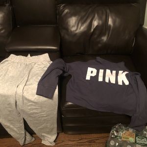Grey sweatpants size small& Victoria’s Secret PINK sweatshirt size small